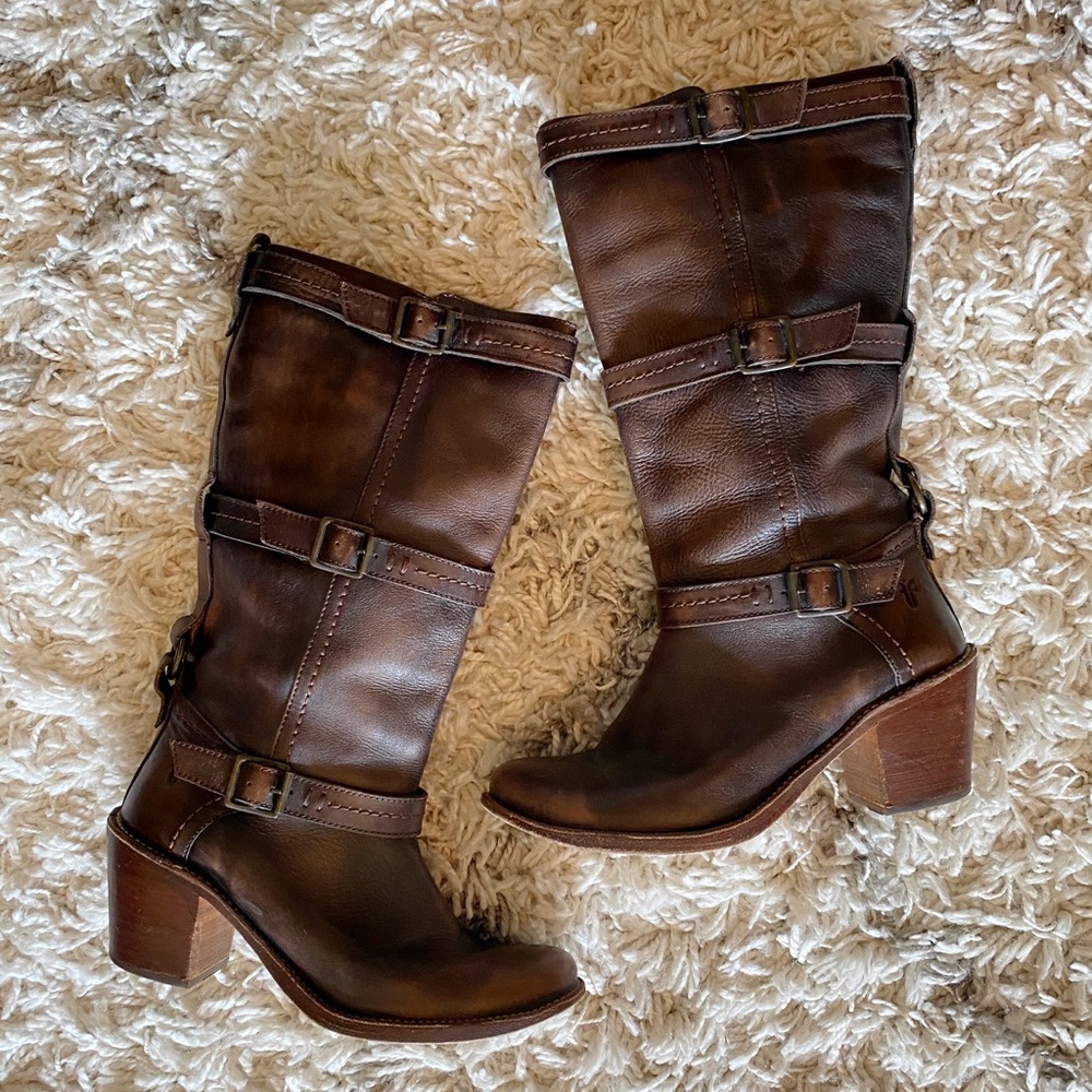 Frye Carmen 3-Strap Leather Boots